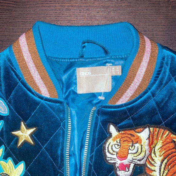 Size 8 ASOS Turquoise Bomber Jacket (Limited Edition) - Picture 4 of 10